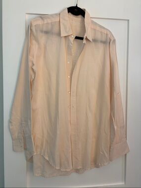 Light Cream Women's Button-Up Blouse - Classic Collared Shirt
